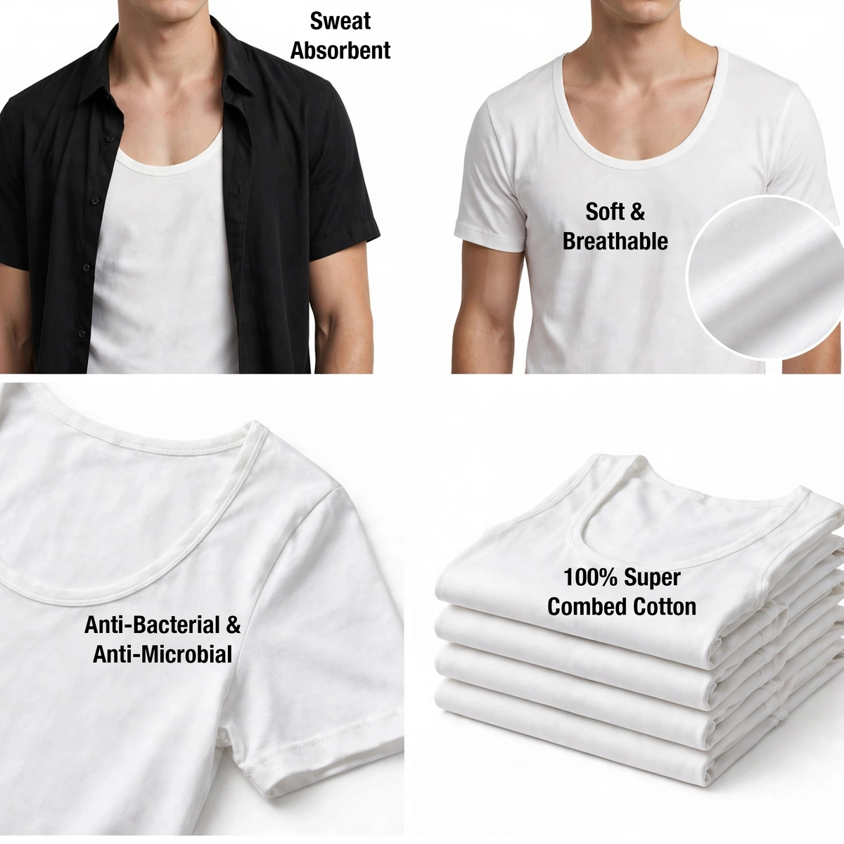 OTOMAN Men's Super Cotton Half-Sleeve Vest