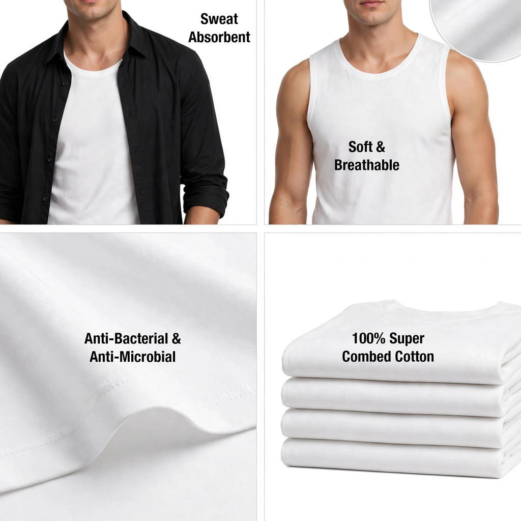OTOMAN Men's Super Cotton Sleeveless Vest