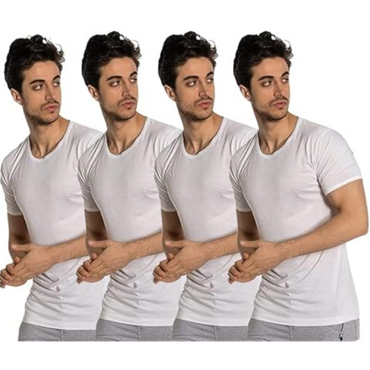 OTOMAN Men's Bamboo Cotton Half Sleeve Vest (Pack of 4)