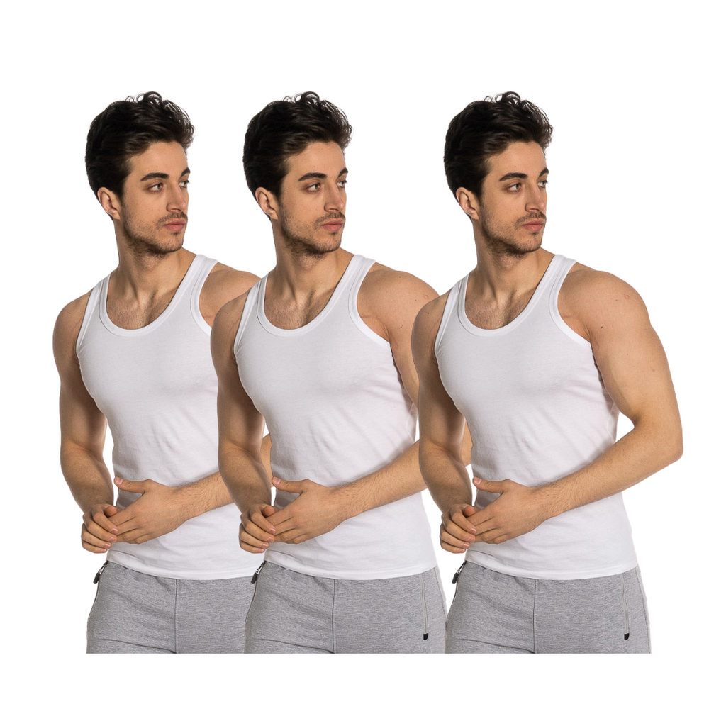 OTOMAN Men's Bamboo Cotton Sleeveless Vest (Pack of 3)
