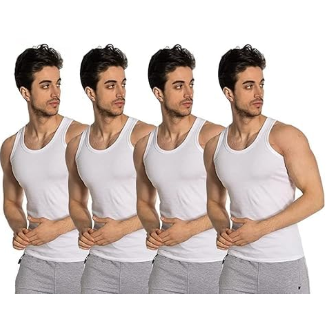 OTOMAN Men's Bamboo Cotton Sleeveless Vest (Pack of 4)