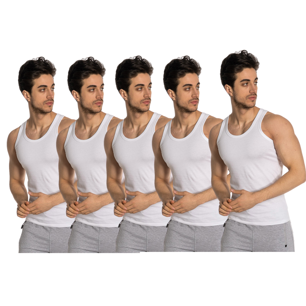 OTOMAN Men's Bamboo Cotton Sleeveless Vest (Pack of 5)