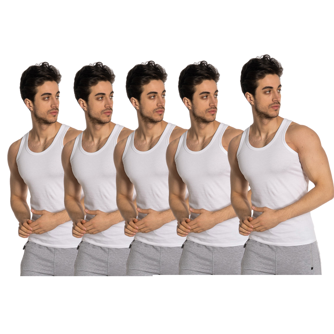 OTOMAN Men's Bamboo Cotton Sleeveless Vest (Pack of 5)