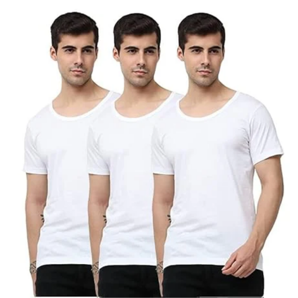 OTOMAN Men's Super Cotton Half Sleeve Vest (Pack of 3)
