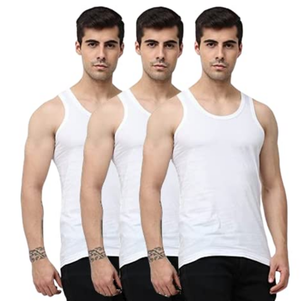OTOMAN Men's Super Cotton Sleeveless Vest (Pack of 3)