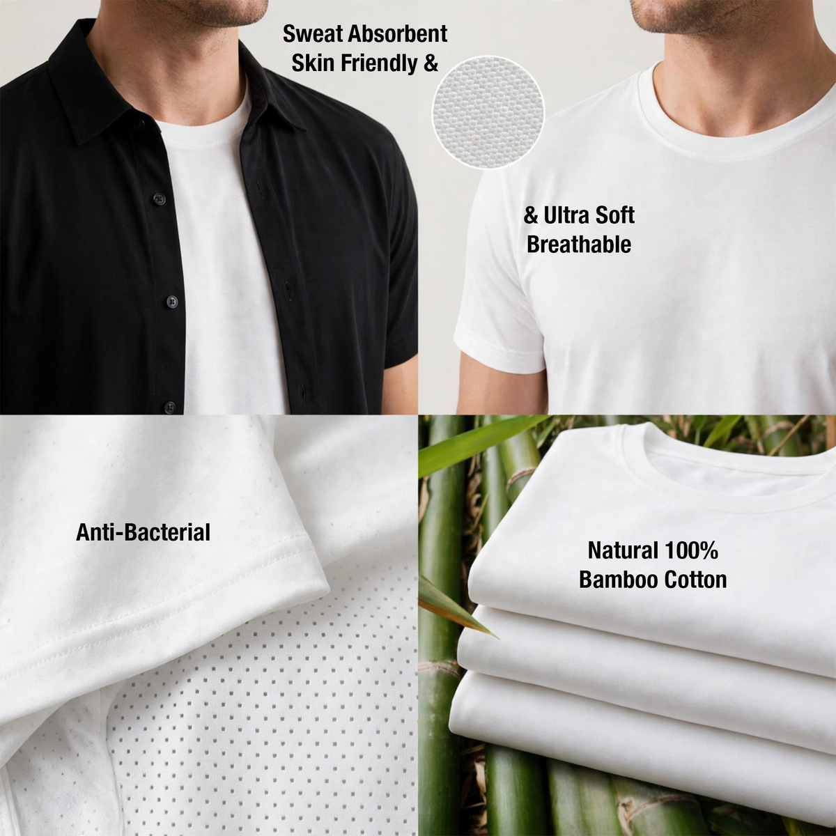 OTOMAN Men's Bamboo Cotton Half-Sleeve Vest