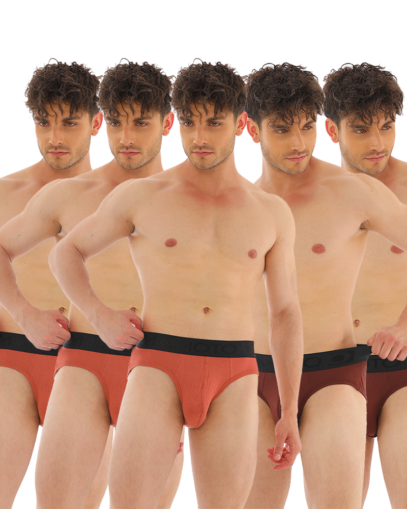 OTOMAN Bamboo Briefs for Men (Pack of 5) - Mixed Colours - Brown 3 + Dark Brown 2