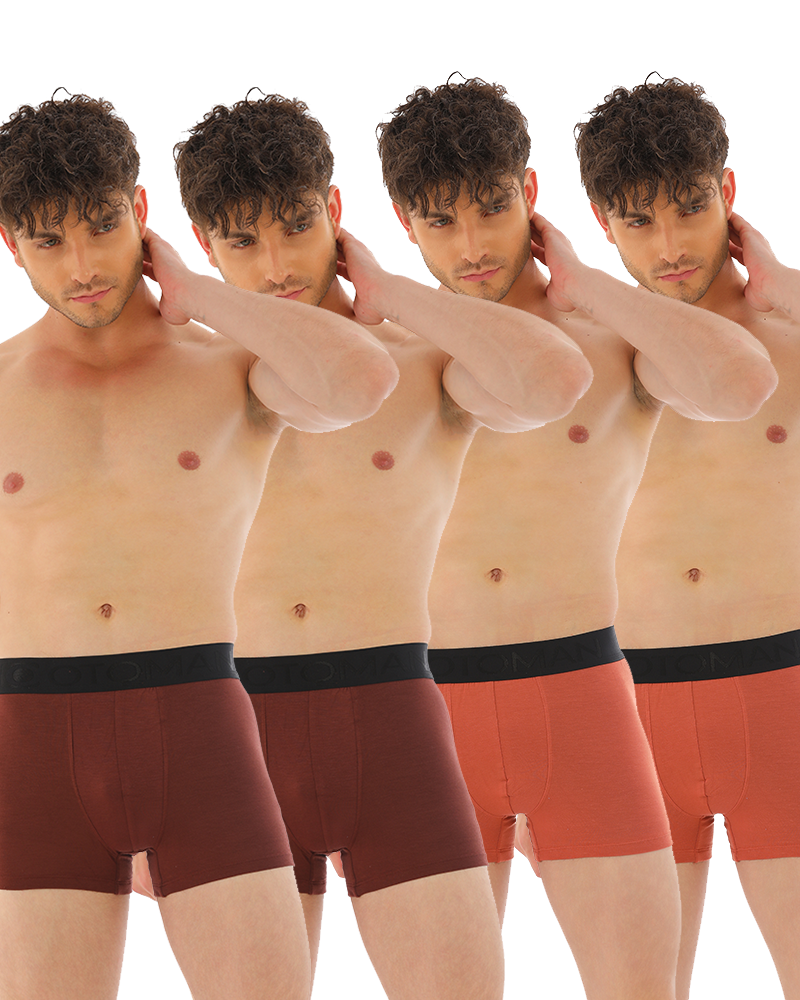 OTOMAN Solid Trunks for Men (Pack of 4) - Mixed Colours - Brown 2 + Dark Brown 2