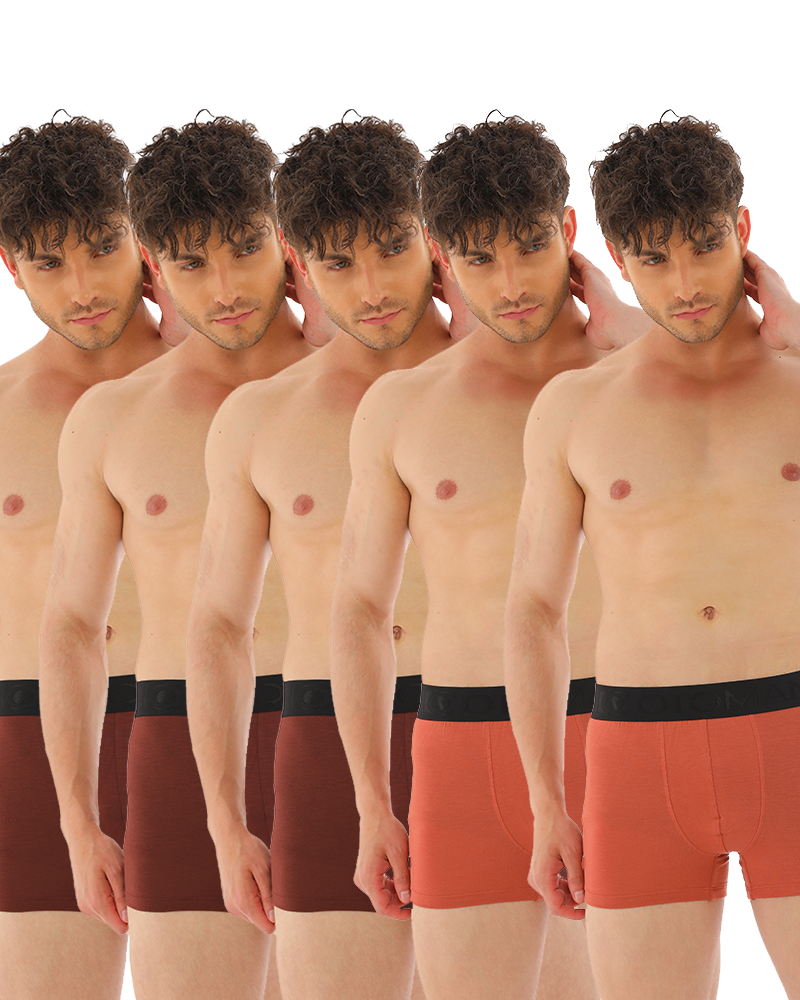OTOMAN Solid Trunks for Men (Pack of 5) - Mixed Colours - Brown 2 + Dark Brown 3