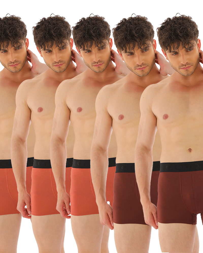 OTOMAN Solid Trunks for Men (Pack of 5) - Mixed Colours - Brown 3 + Dark Brown 2