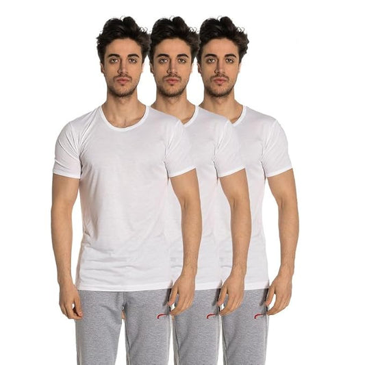 OTOMAN Men's Bamboo Cotton Half Sleeve Vest (Pack of 3)