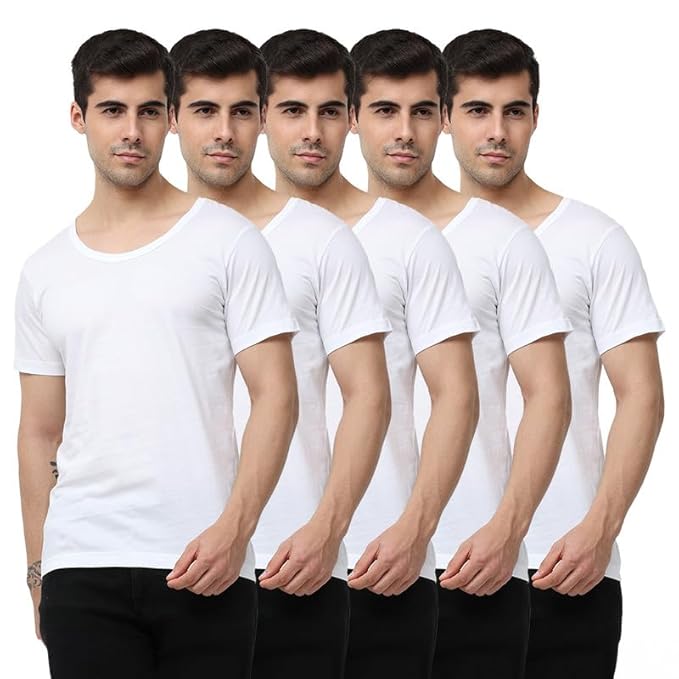 OTOMAN Men's Super Cotton Half Sleeve Vest (Pack of 5)