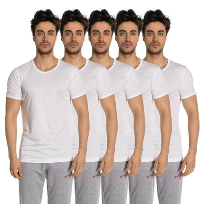 OTOMAN Men's Bamboo Cotton Half Sleeve Vest (Pack of 5)